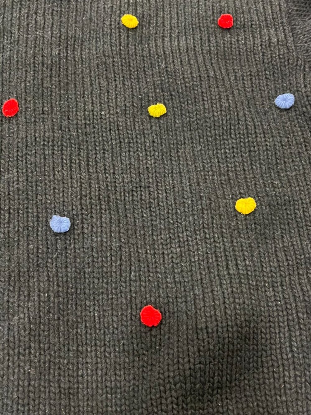 Rey Wear Vtg Bolivian Wool Pom Zip Cardigan, Navy, S/M - Picture 9 of 11